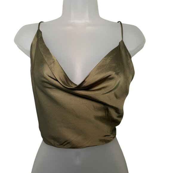 ASTR The Label Green Satin Tie-Back Blouse Medium - Picture 3 of 5